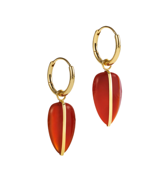 Carnelian Charmed Earrings - Carnelian Crystal Stone Oval Shape Earring