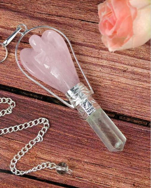 Rose Quartz Angel Pendant