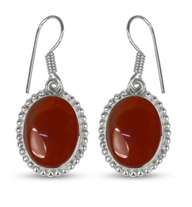 Carnelian Charmed Earrings - Carnelian Crystal Stone Oval Shape Earring